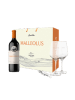 Estuche Vino Malleolus 1 botella+2 copas+sacacorchos