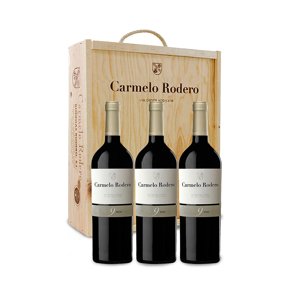 Estuche Vino Carmelo Rodero 9 Meses 3 Botellas