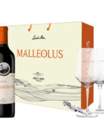 Estuche Vino Malleolus 1 botella+2 copas+sacacorchos